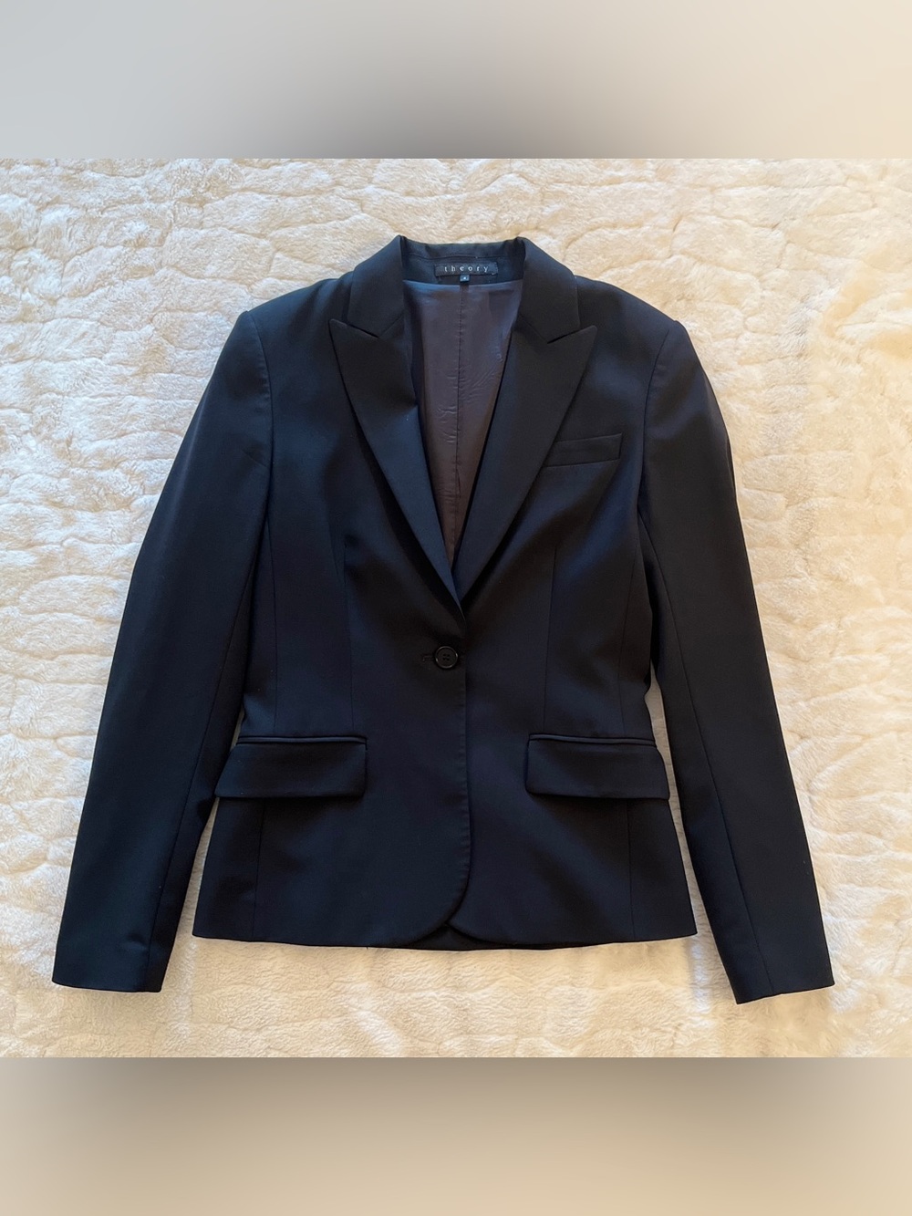 Theory Black Tailored Single-Button
Classic Suit Blazer Jacket Size 4 - Picture 3 of 11